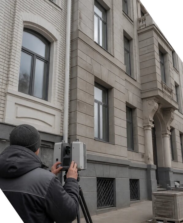 Лазерное сканирование фасадов зданий для обследования в Нягани